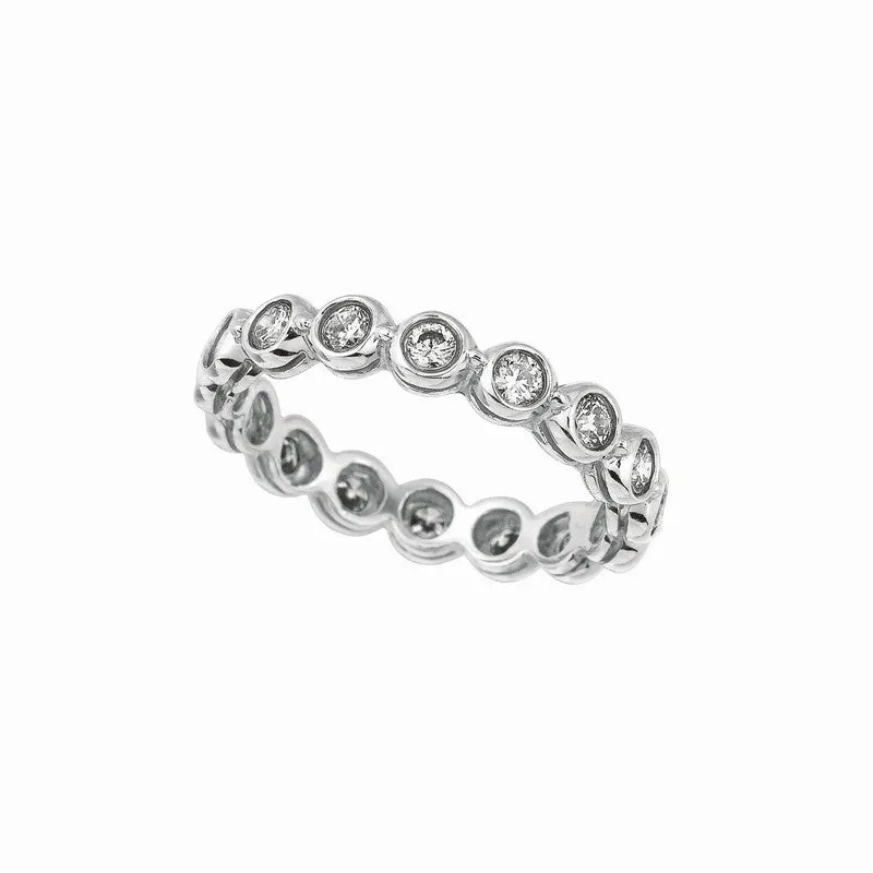 BEZEL SET DIAMOND ETERNITY BAND RING 14K GOLD (1 CTW)