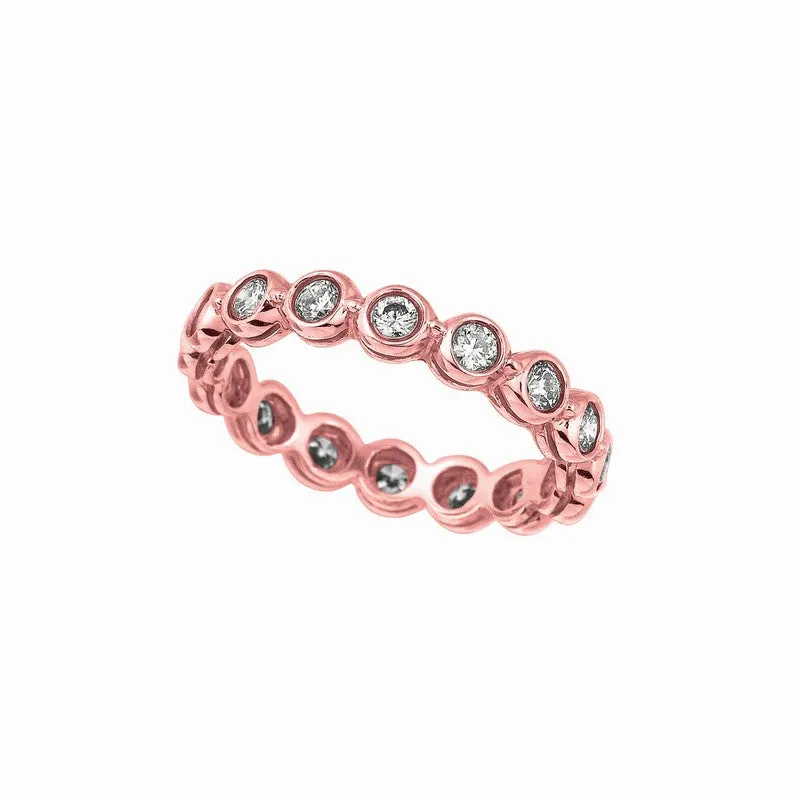 BEZEL SET DIAMOND ETERNITY BAND RING 14K GOLD (1 CTW)
