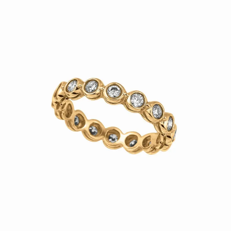 BEZEL SET DIAMOND ETERNITY BAND RING 14K GOLD (1 CTW)