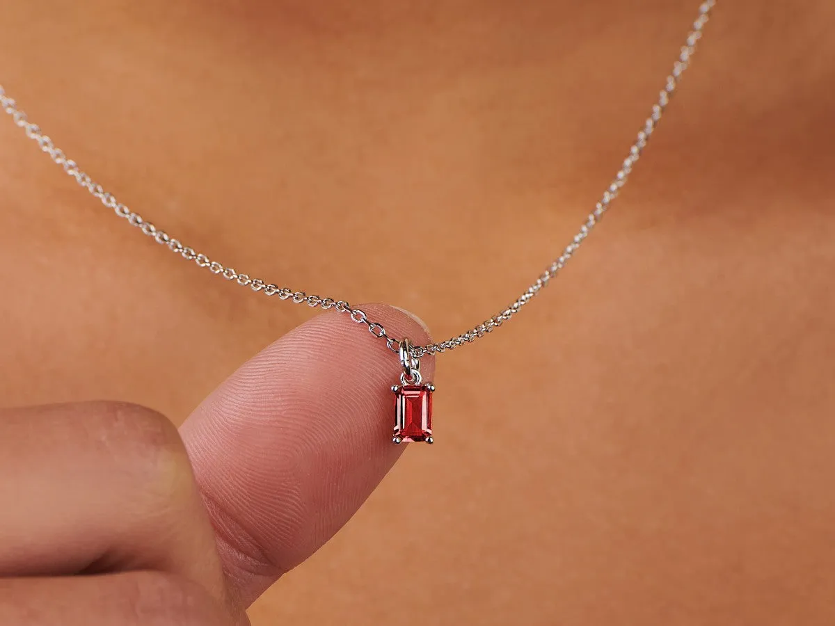 Birthstone Silver Necklace - July