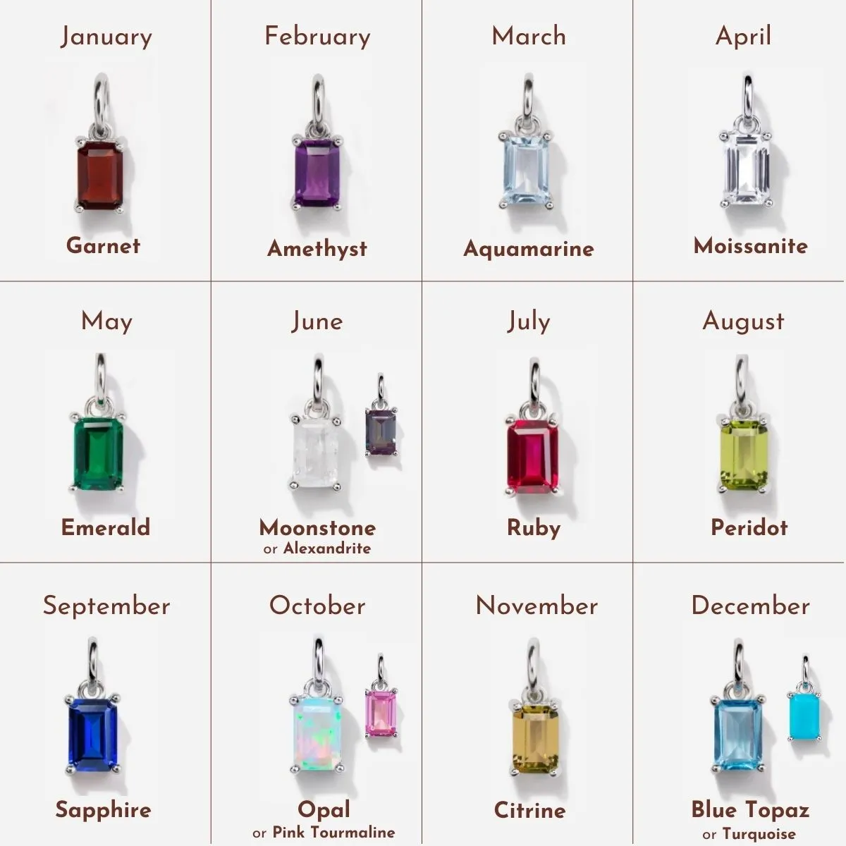 Birthstone Silver Necklace - July