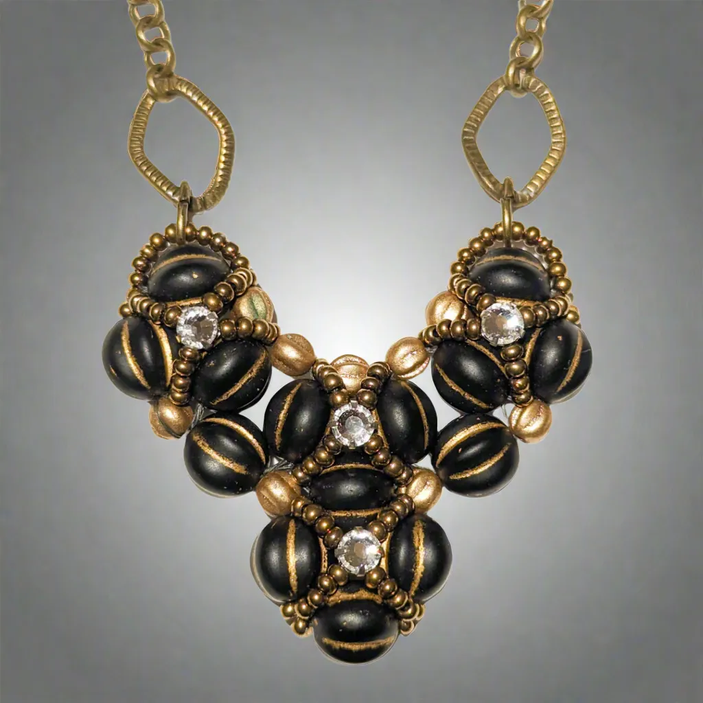 Black and Gold Heart Necklace