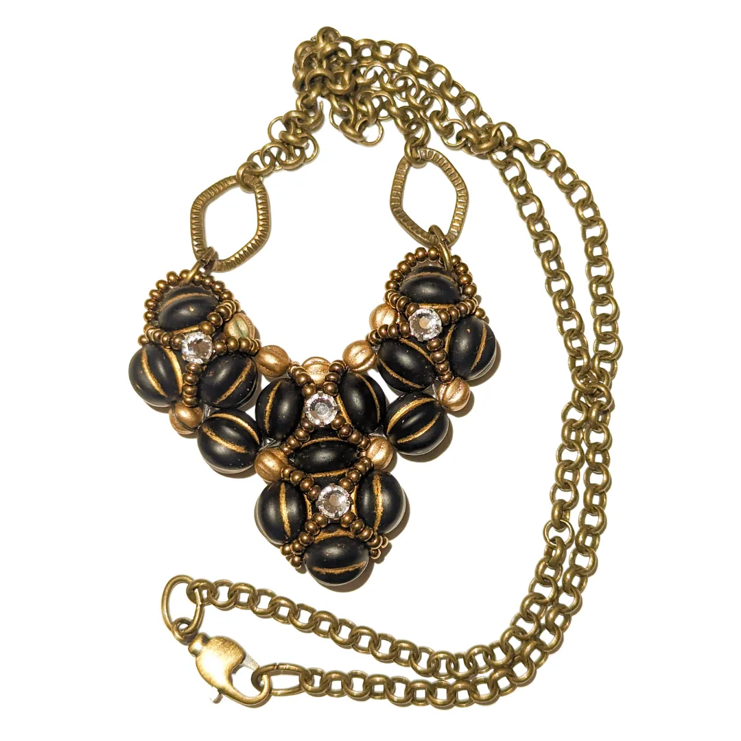Black and Gold Heart Necklace