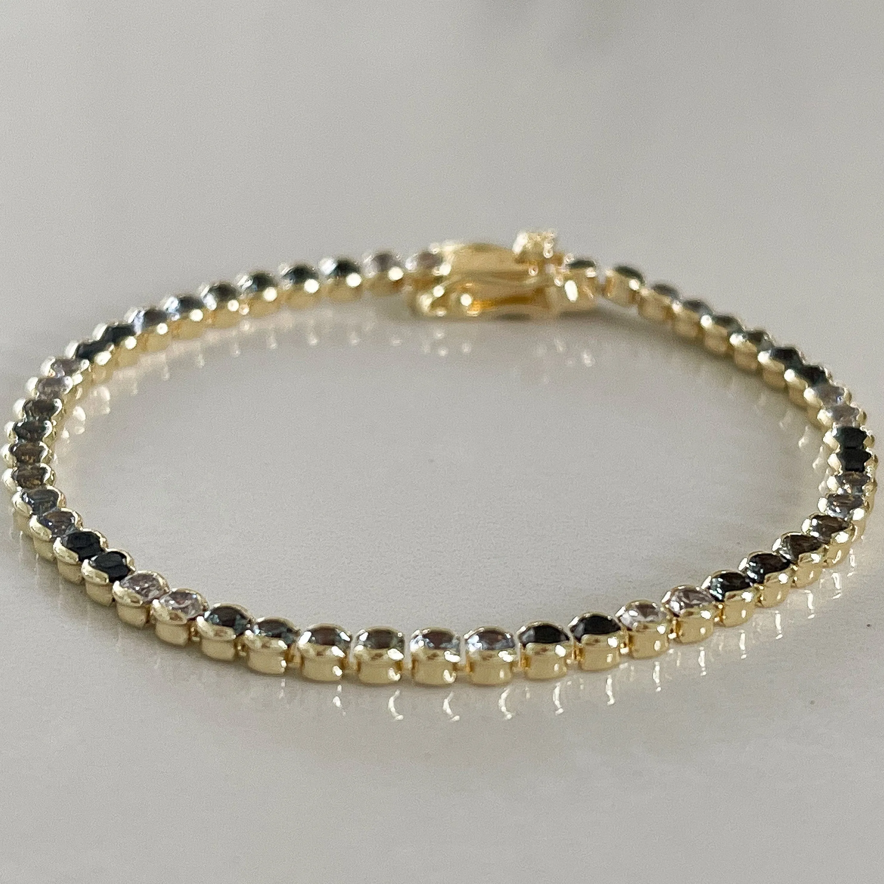 Blake Tennis Bezel Bracelet - Emerald Rainbow