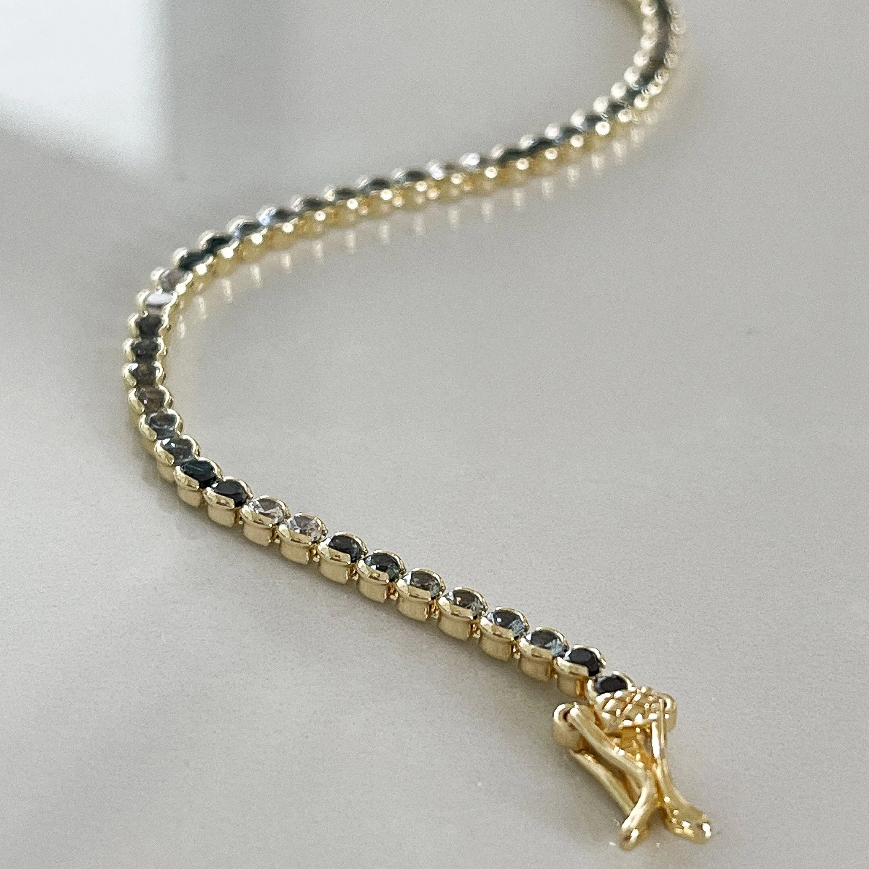 Blake Tennis Bezel Bracelet - Emerald Rainbow