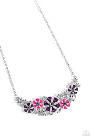 Blooming Practice - Purple - and Pink Flower Paparazzi Short Necklace