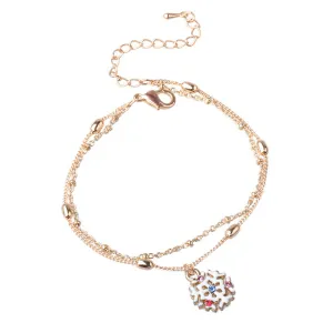 Blue Cubic Zirconia & Enamel 18K Gold-Plated Snowflake Layered Bracelet