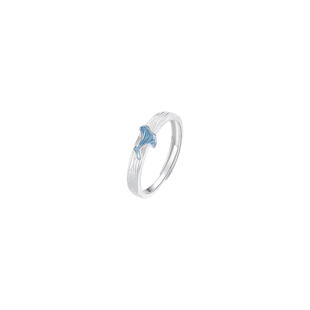Blue Ginkgo Couple Rings
