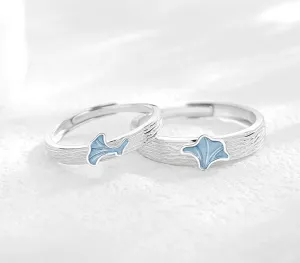 Blue Ginkgo Couple Rings
