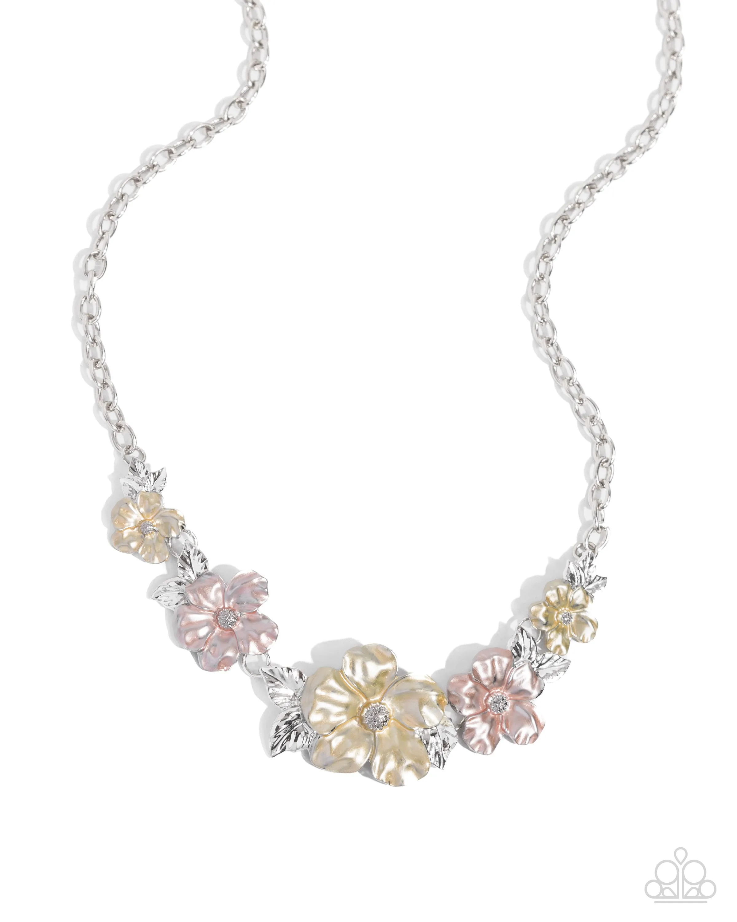 Bouquet Brilliance - Yellow - and Pink Painted Flower Paparazzi Short Necklace