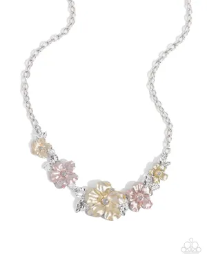 Bouquet Brilliance - Yellow - and Pink Painted Flower Paparazzi Short Necklace
