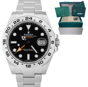 BRAND NEW DEC 2020 Rolex Explorer II 42mm Black Orange GMT Date Watch 216570