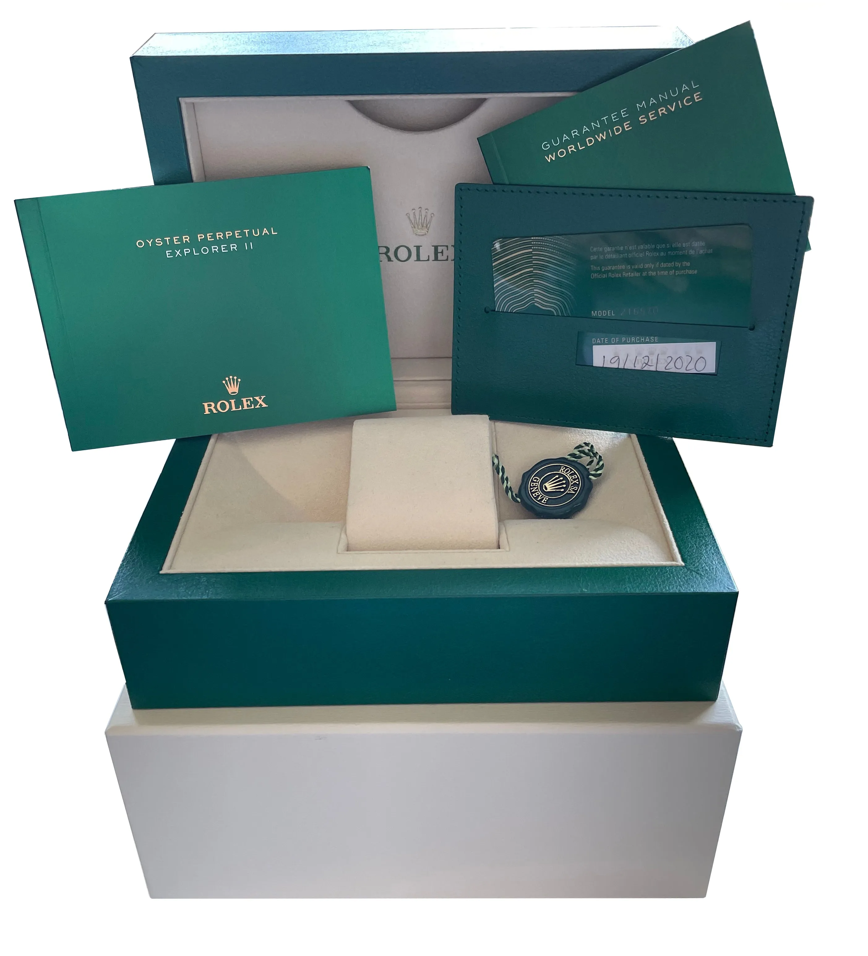 BRAND NEW DEC 2020 Rolex Explorer II 42mm Black Orange GMT Date Watch 216570