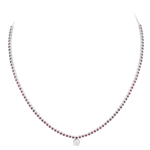Breathtaking Ruby Diamond 18K Yellow Gold Necklace for Her