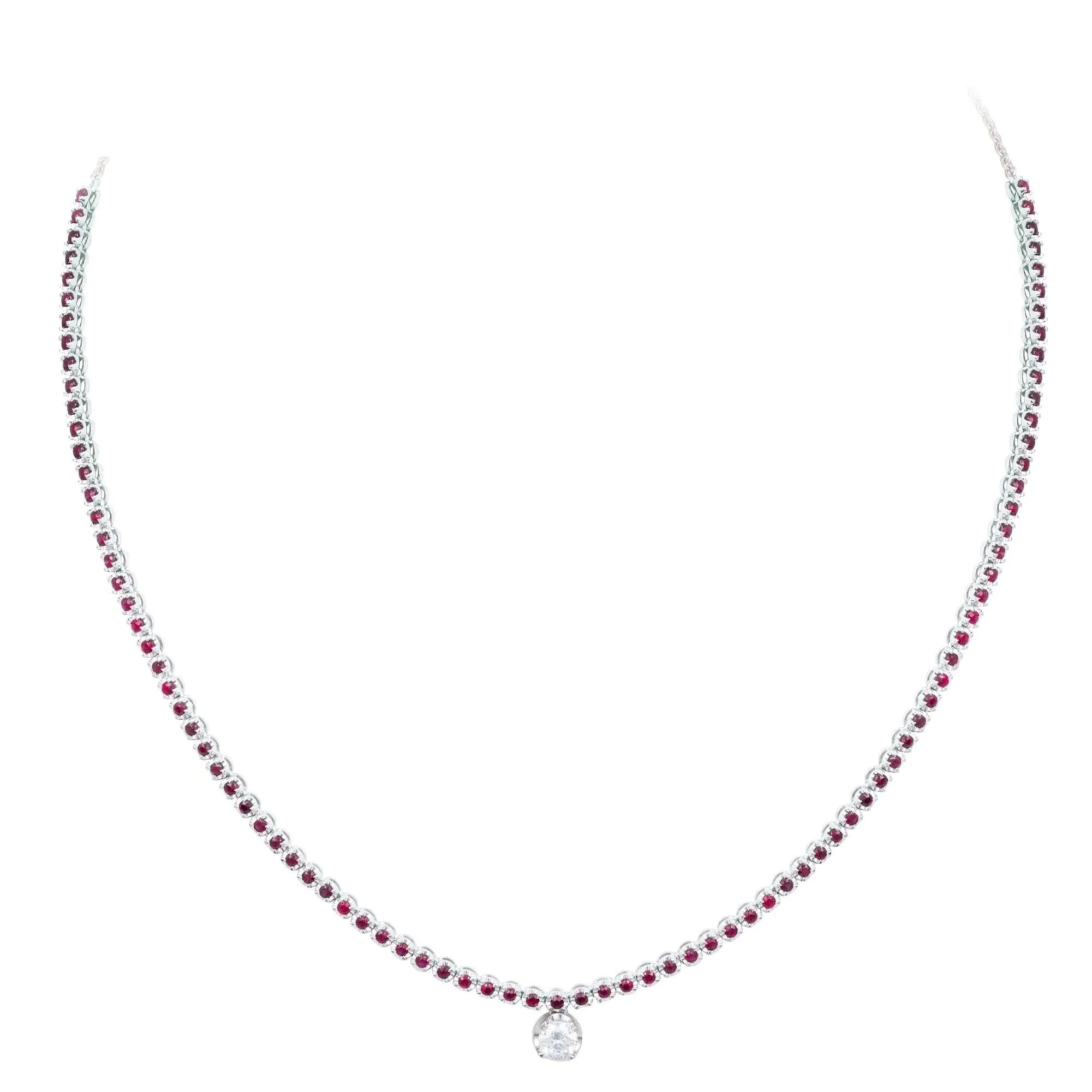 Breathtaking Ruby Diamond 18K Yellow Gold Necklace for Her
