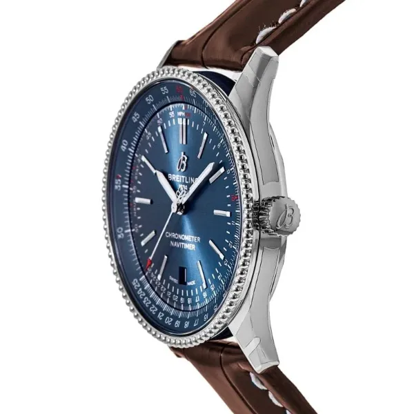 Breitling Navitimer Brown Leather Strap Blue Dial Automatic Watch for Gents - A17326161C1P1
