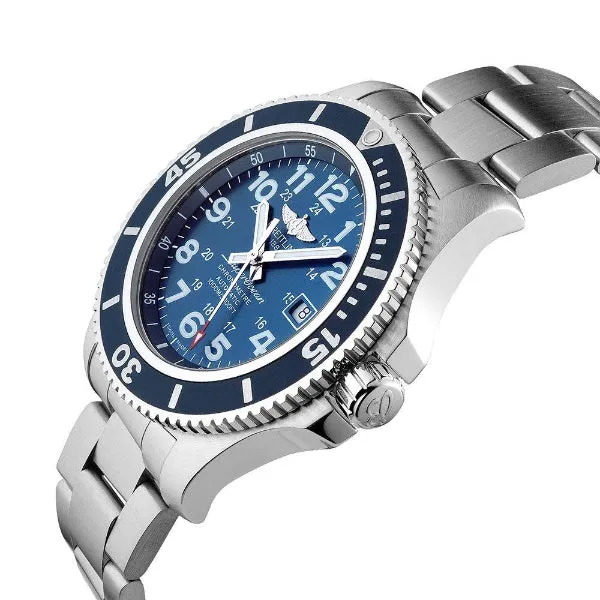 Breitling Superocean II Silver Stainless Steel Blue Dial Automatic Watch for Gents - A17392D8/C910/162A