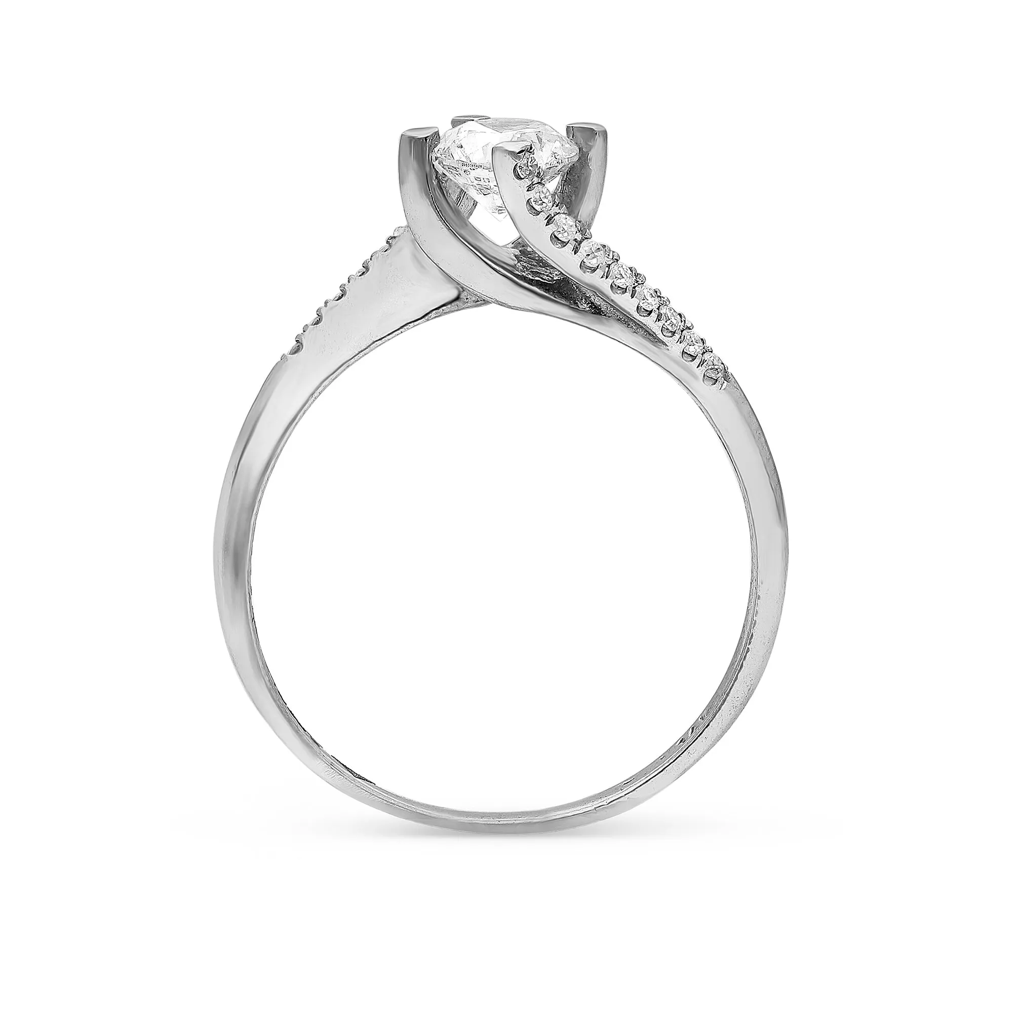 Brilliant Cut Round Diamond Solitaire Bypass Set Engagement ring