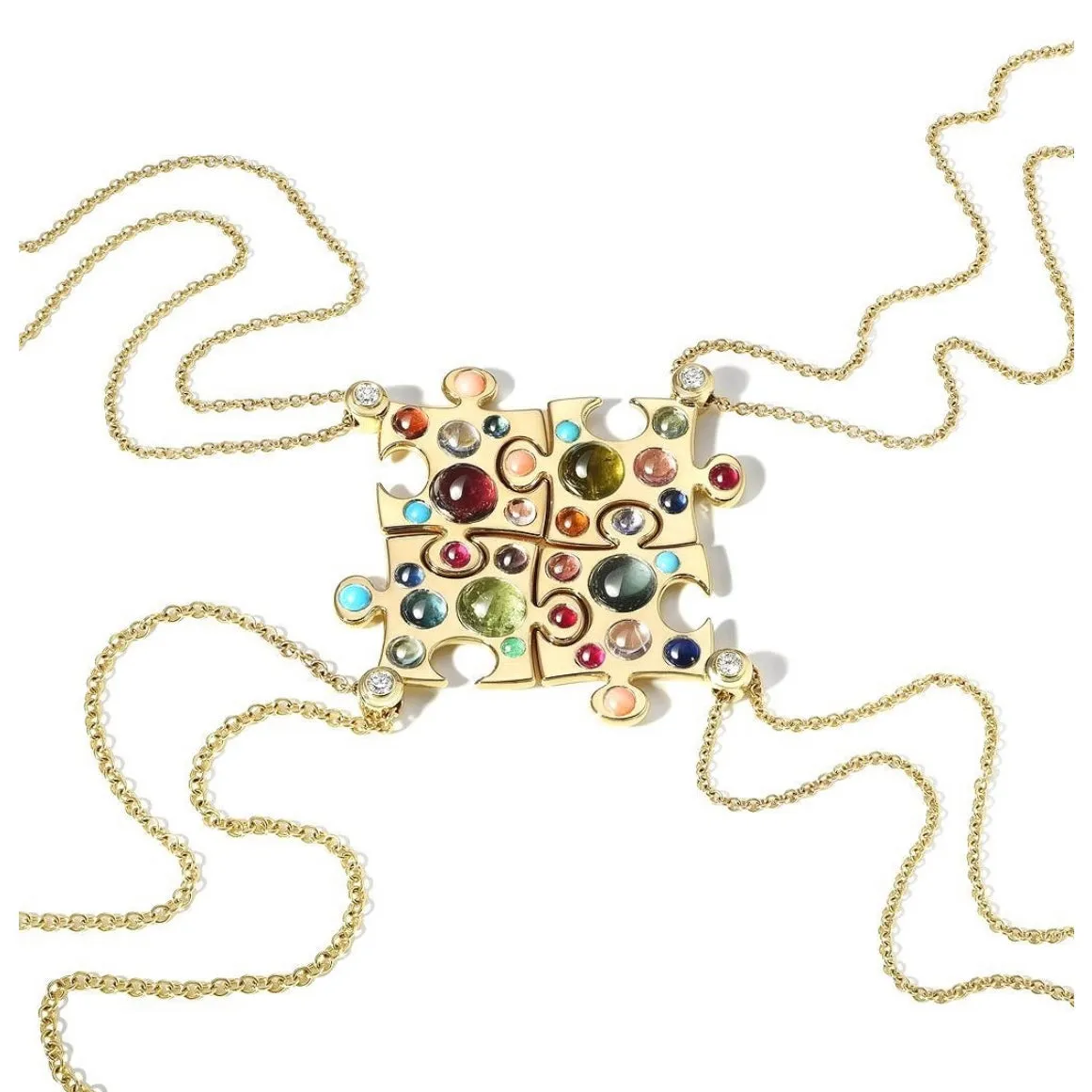 Cabochon Gemstone Impetus Puzzle Necklace