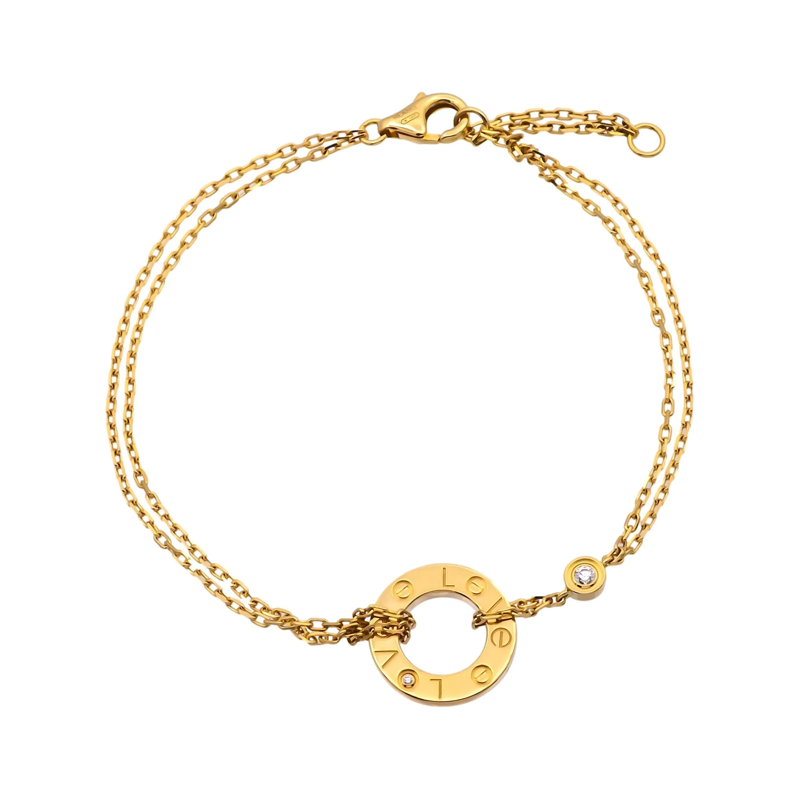 Cartier 18k Yellow Gold Circle Love Bracelet with Diamonds