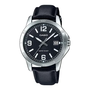 Casio Black Leather Strap Black Dial Quartz Watch for Gents - MTP-V004L-1BUDF