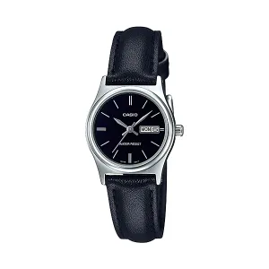 Casio Black Leather Strap Black Dial Quartz Watch for Ladies - LTP-V006L-1B2UDF