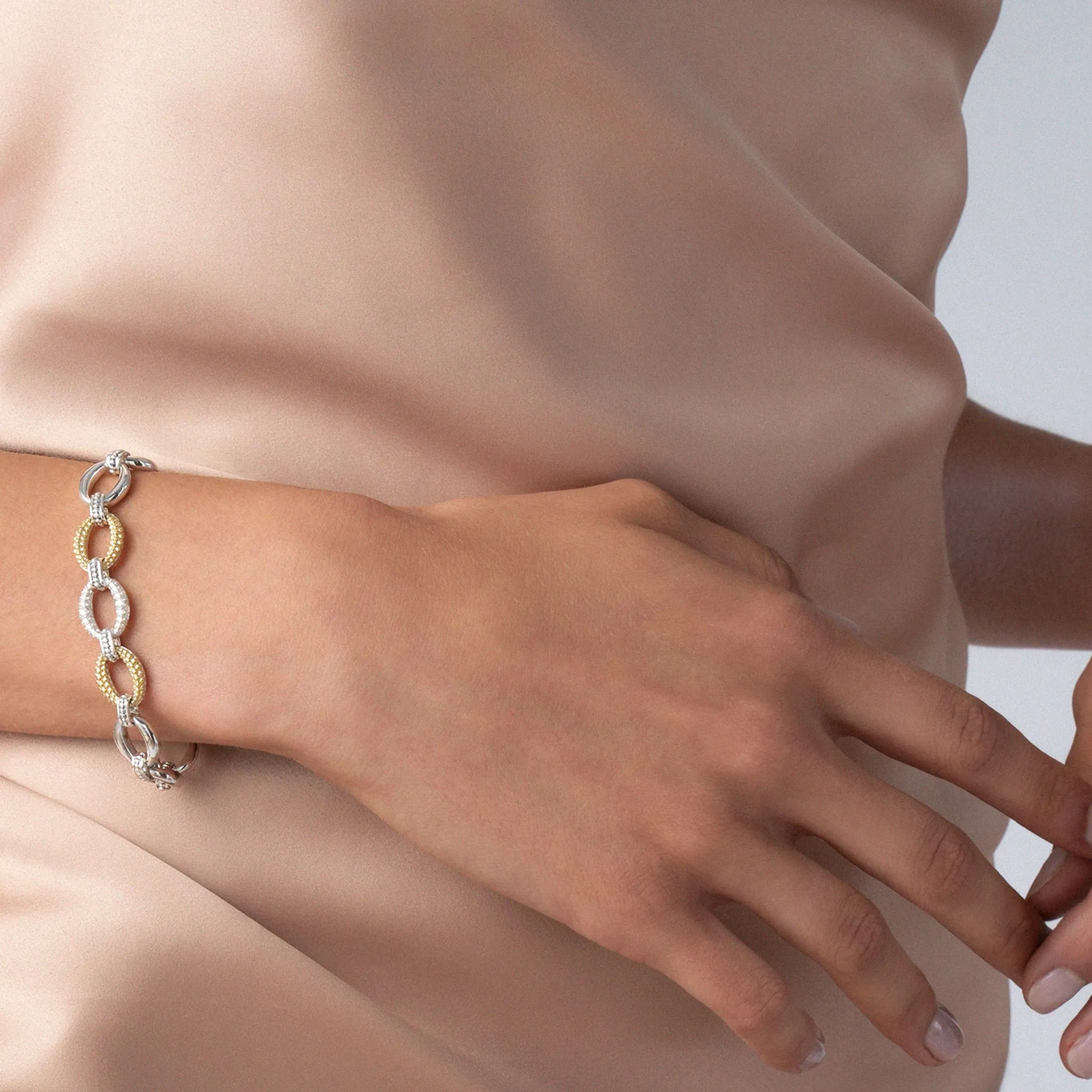 Caviar Lux Single Station Diamond Link Bracelet