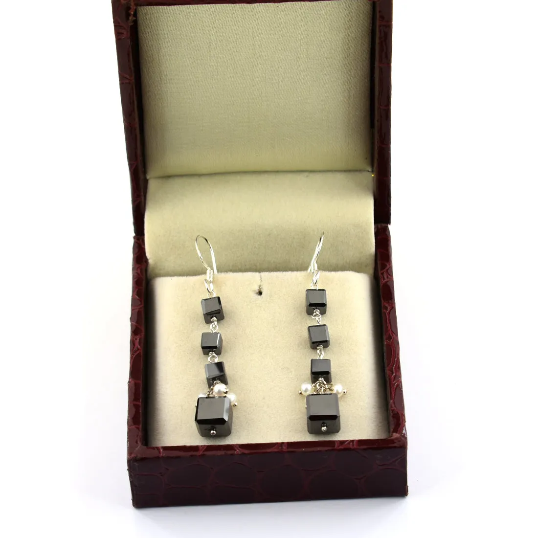 Certified 6*7 mm Handmade Black Diamonds Dangler Drop Earrings In 925 Silver, Great Shine