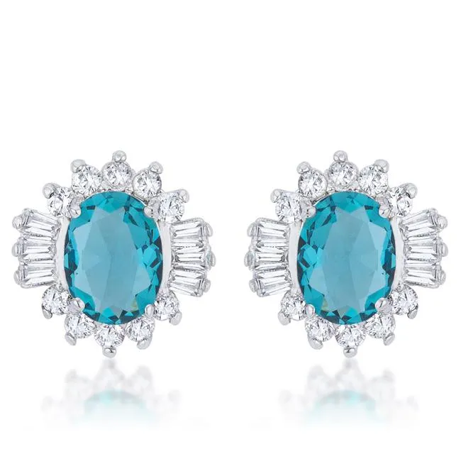 Chrisalee 3.3ct Aqua CZ Rhodium Classic Stud Earrings