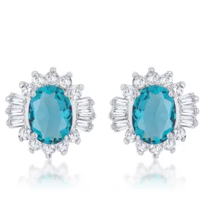 Chrisalee 3.3ct Aqua CZ Rhodium Classic Stud Earrings