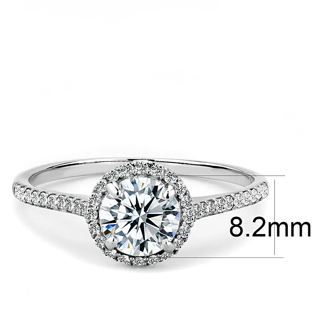 CJ022 Wholesale Stainless Steel AAA Grade CZ Halo-Set Engagement Ring