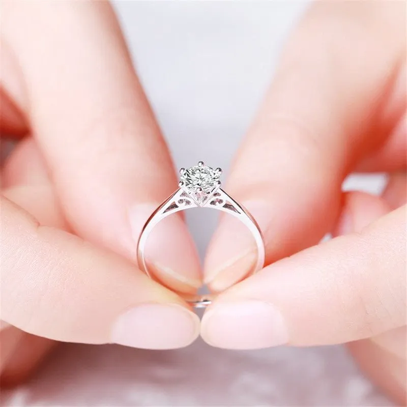 Classic Moissanite Engagement Ring Solitaire Jewelry For Women