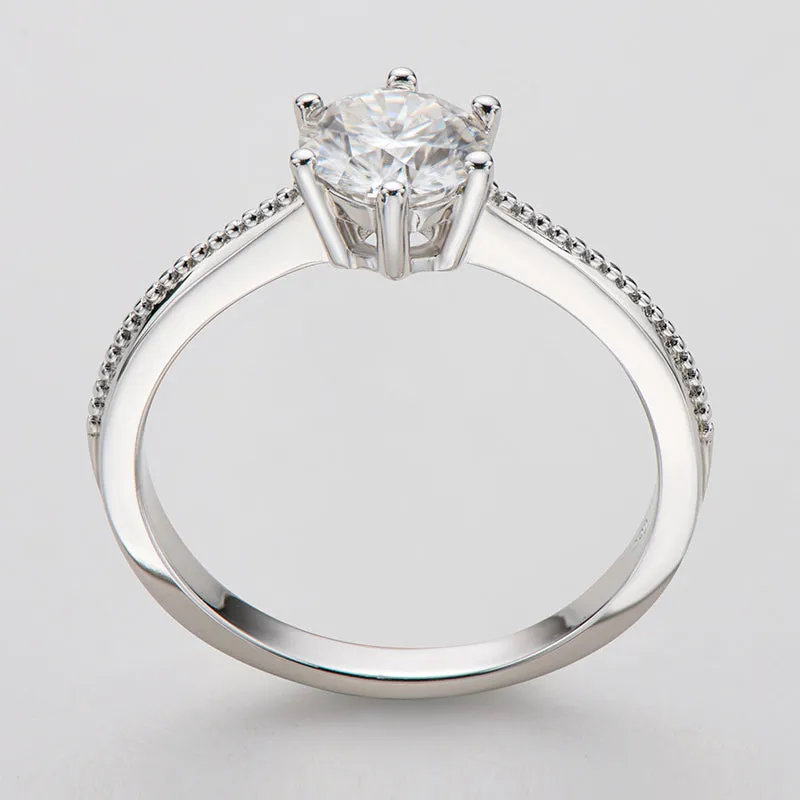 Classic Round Cut Moissanite Diamond Commitment Solitaire Rings