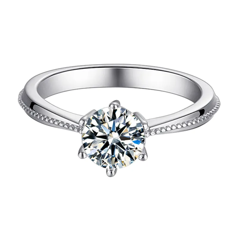 Classic Round Cut Moissanite Diamond Commitment Solitaire Rings