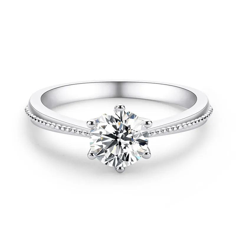 Classic Round Cut Moissanite Diamond Commitment Solitaire Rings