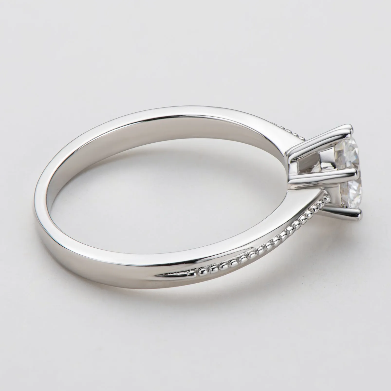 Classic Round Cut Moissanite Diamond Commitment Solitaire Rings