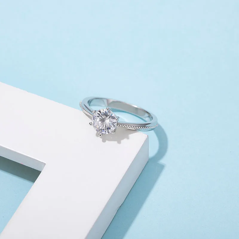 Classic Round Cut Moissanite Diamond Commitment Solitaire Rings