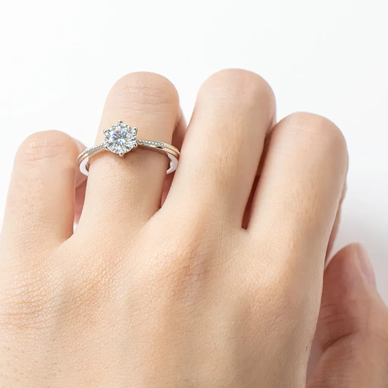 Classic Round Cut Moissanite Diamond Commitment Solitaire Rings