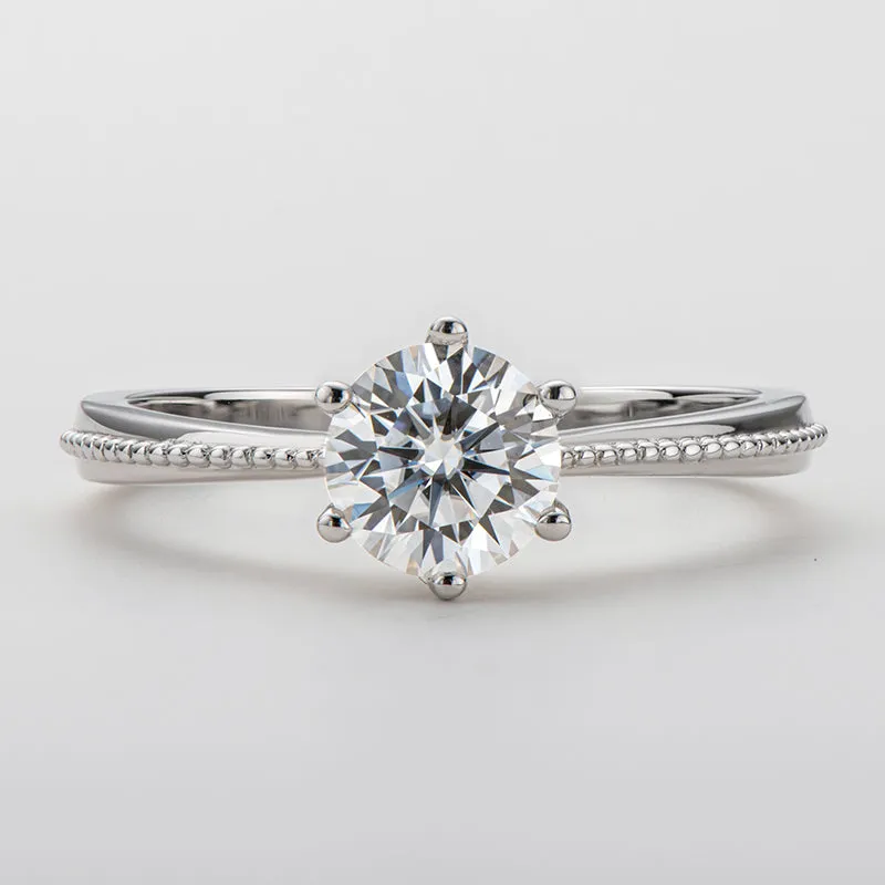 Classic Round Cut Moissanite Diamond Commitment Solitaire Rings