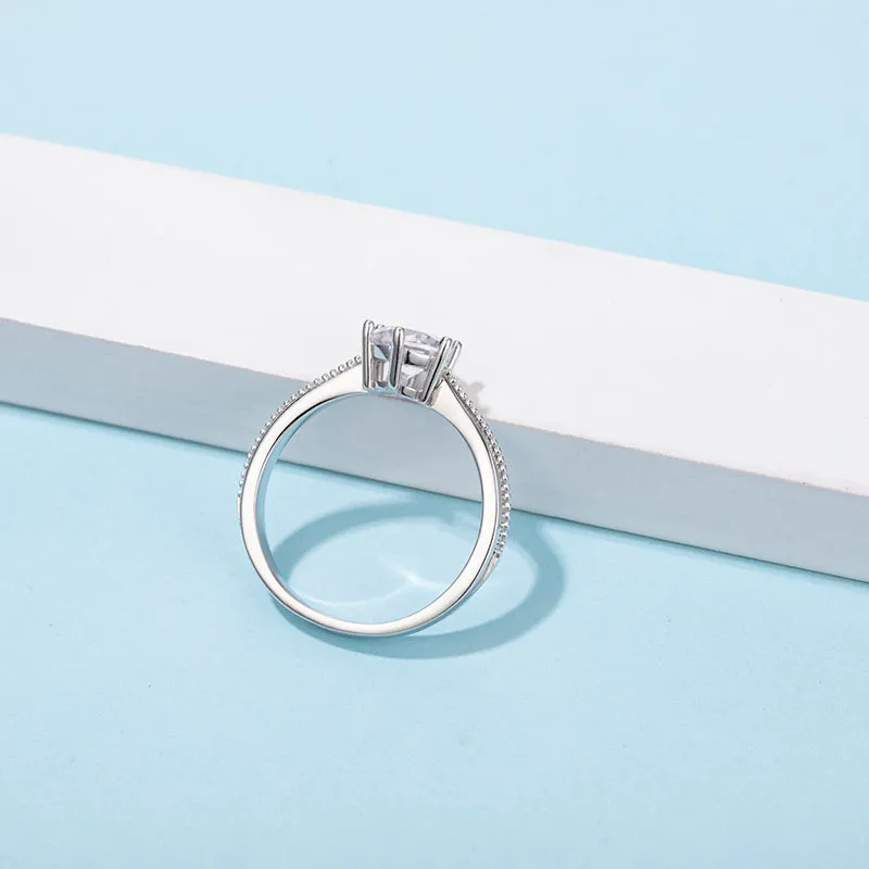 Classic Round Cut Moissanite Diamond Commitment Solitaire Rings