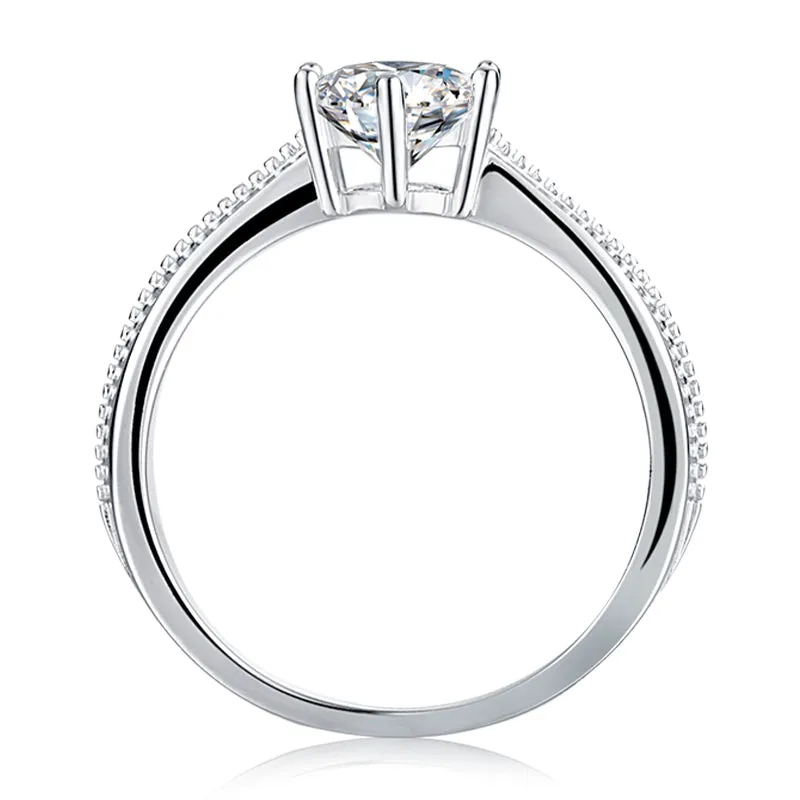 Classic Round Cut Moissanite Diamond Commitment Solitaire Rings