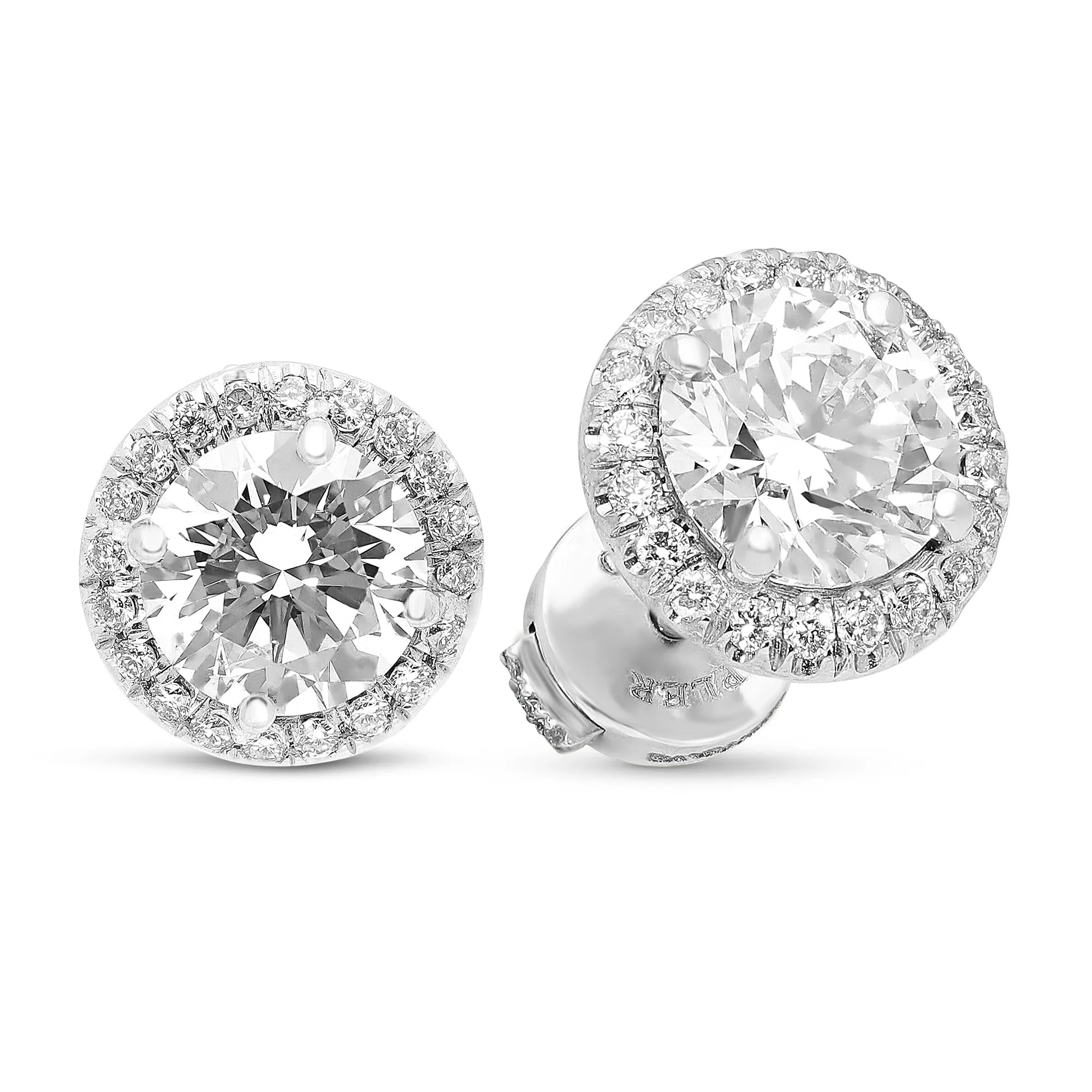 Classic Round Diamond Halo Studs - 3.4 Carat