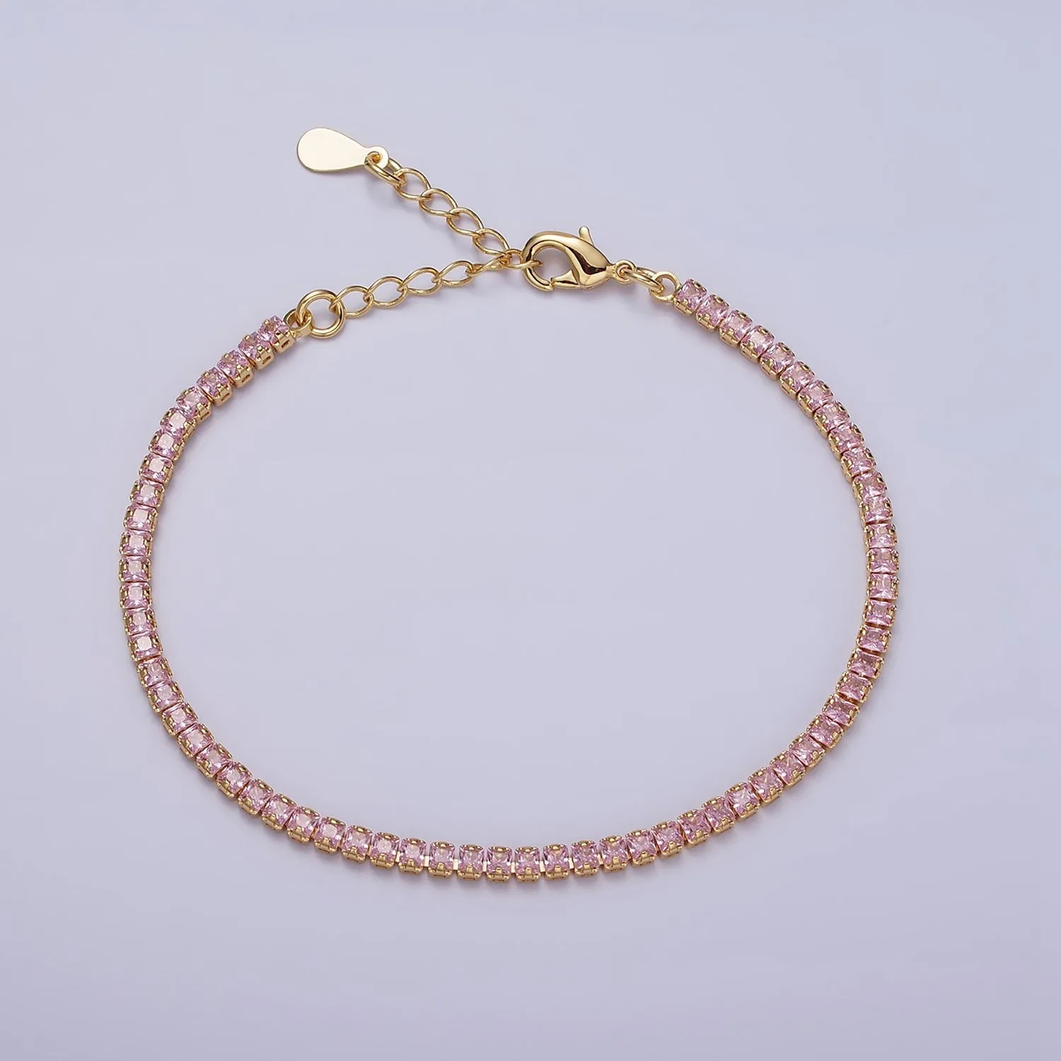 Clearance Pricing BLOWOUT Dainty PEACH, YELLOW, RED Diamond Tennis Bracelet Gold CZ Tennis Bracelet Cubic Zirconia Diamond Bracelet Adjustable WA-890 WA-891 WA-892