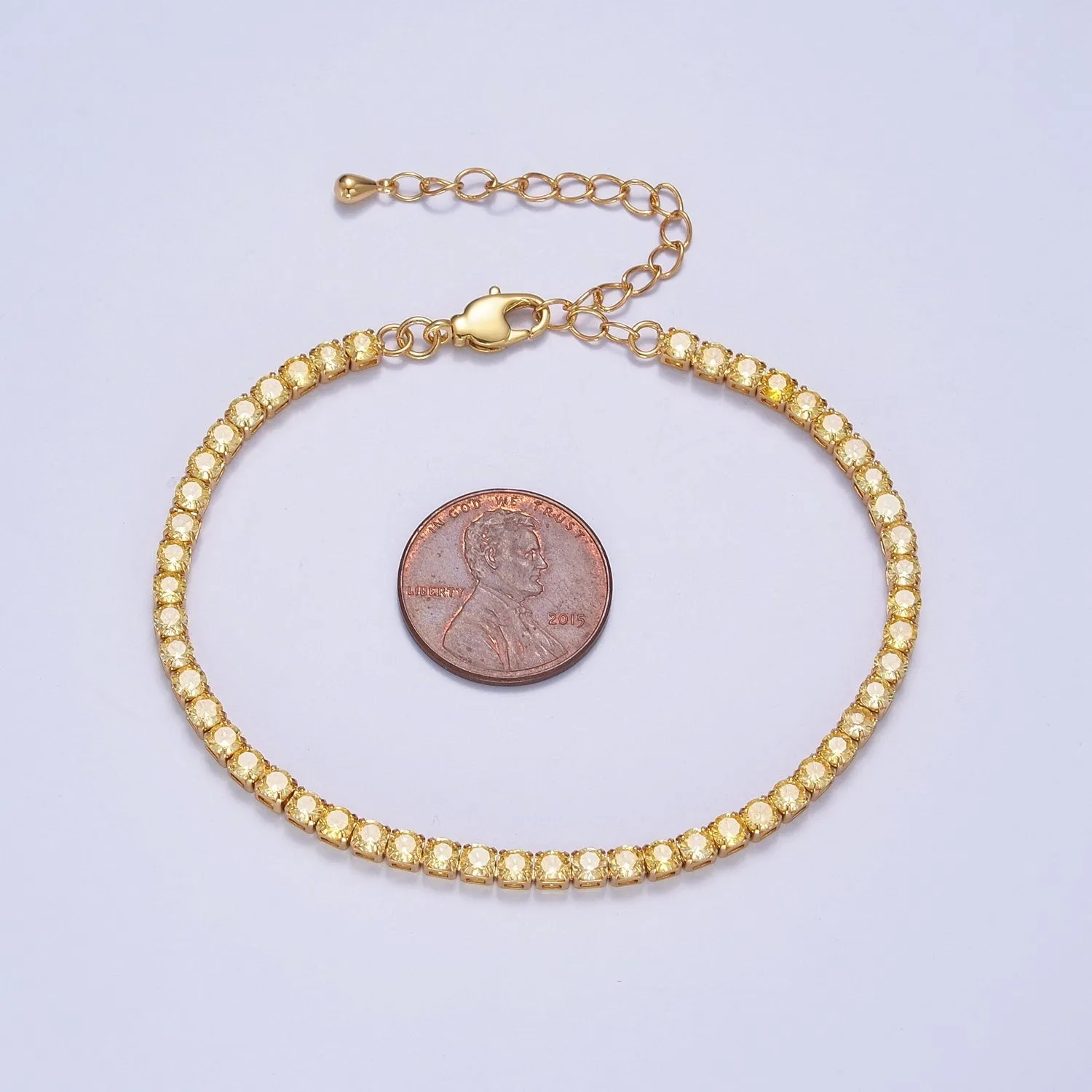 Clearance Pricing BLOWOUT Dainty PEACH, YELLOW, RED Diamond Tennis Bracelet Gold CZ Tennis Bracelet Cubic Zirconia Diamond Bracelet Adjustable WA-890 WA-891 WA-892