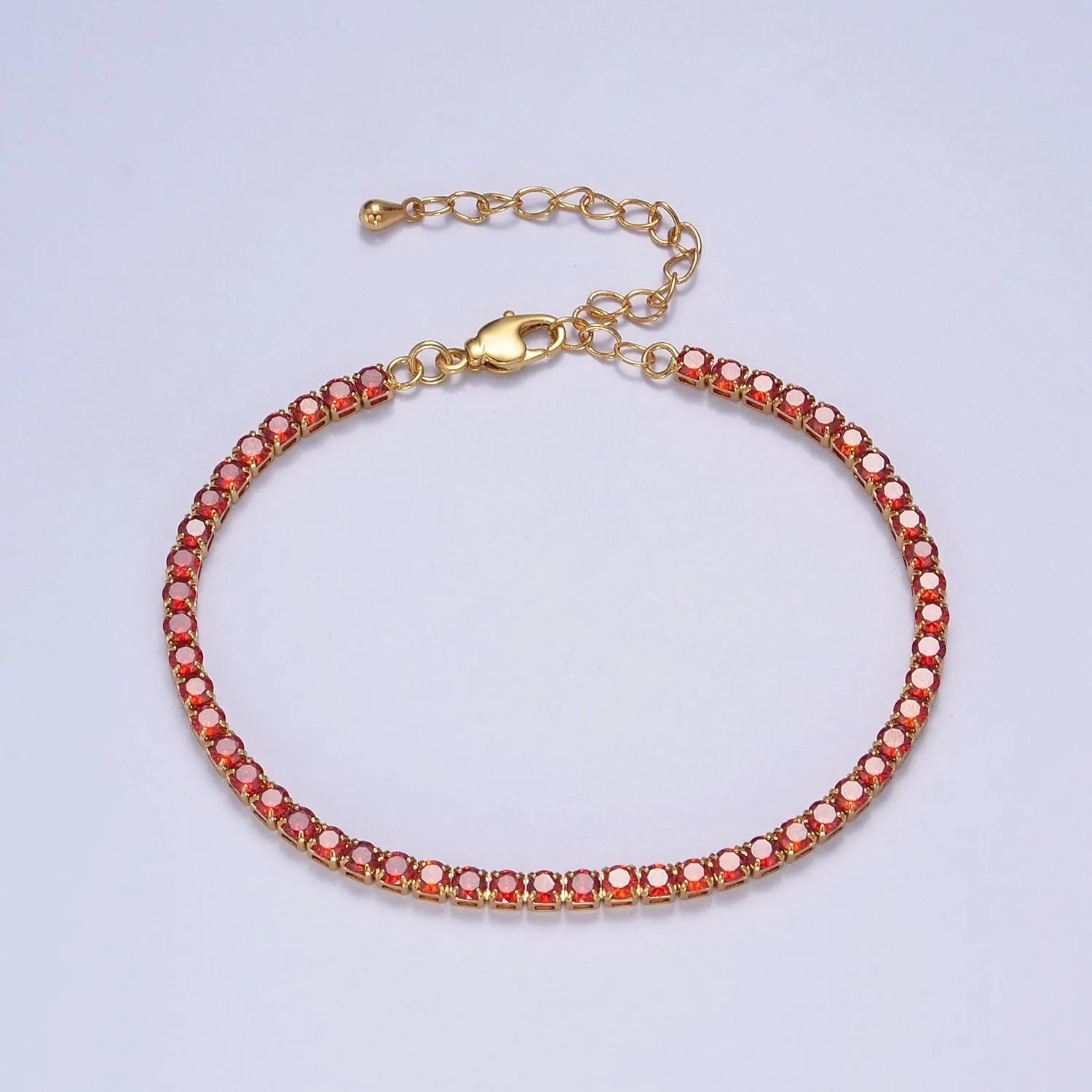 Clearance Pricing BLOWOUT Dainty PEACH, YELLOW, RED Diamond Tennis Bracelet Gold CZ Tennis Bracelet Cubic Zirconia Diamond Bracelet Adjustable WA-890 WA-891 WA-892