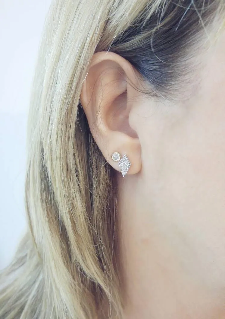 Cluster Diamond Rhombus Stud Earrings