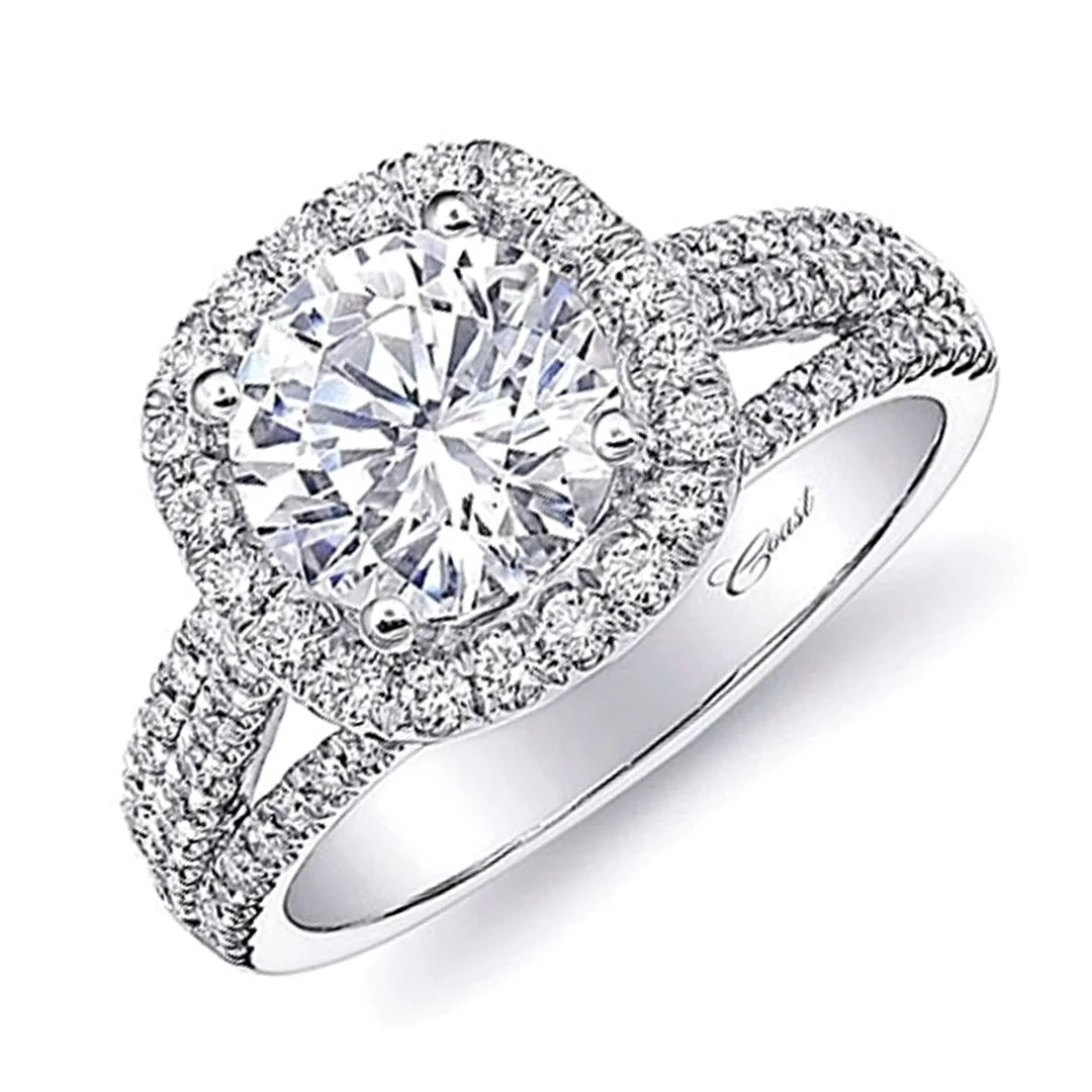 Coast Triple Row Halo Diamond Engagement Ring