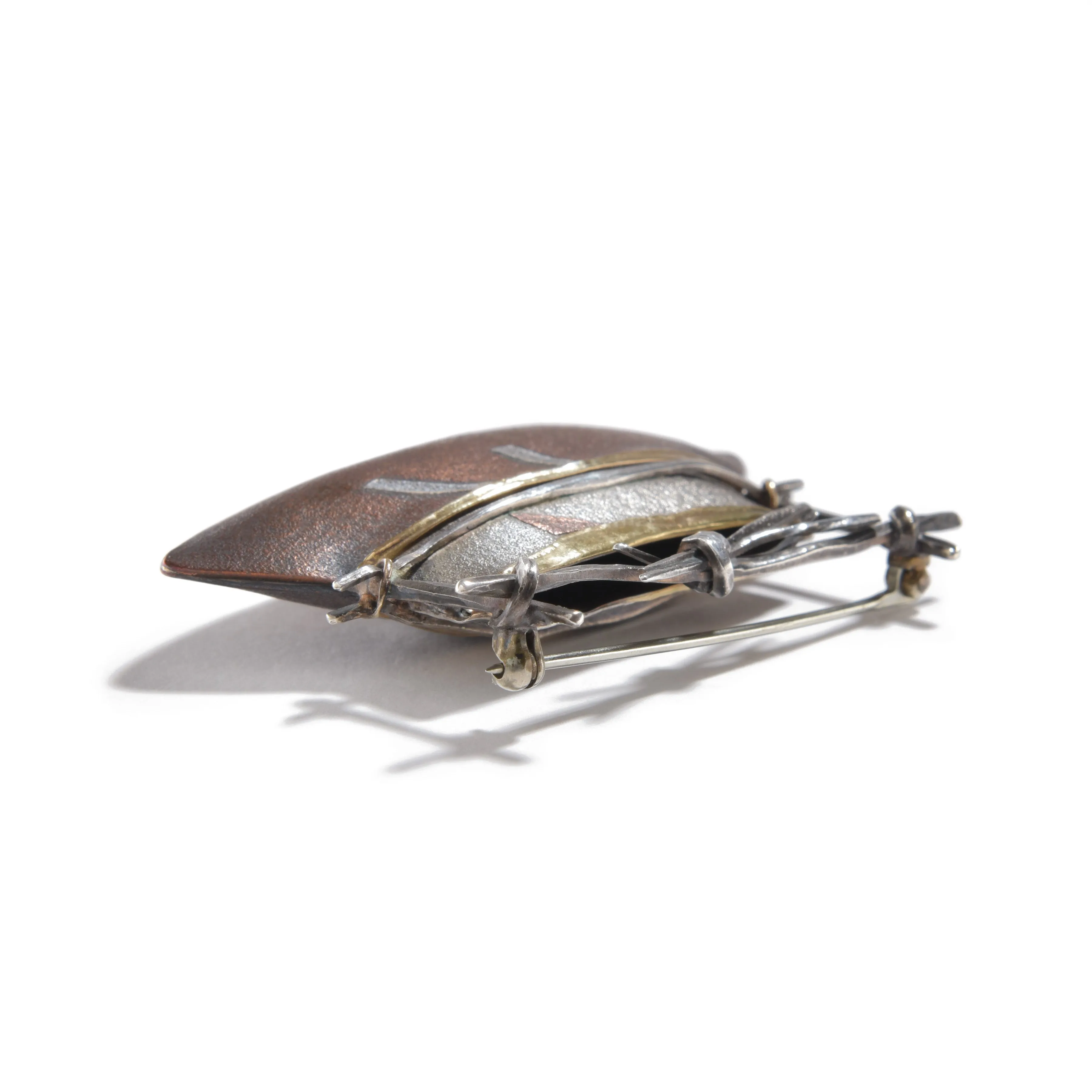 Copper Brooch with Fine Silver