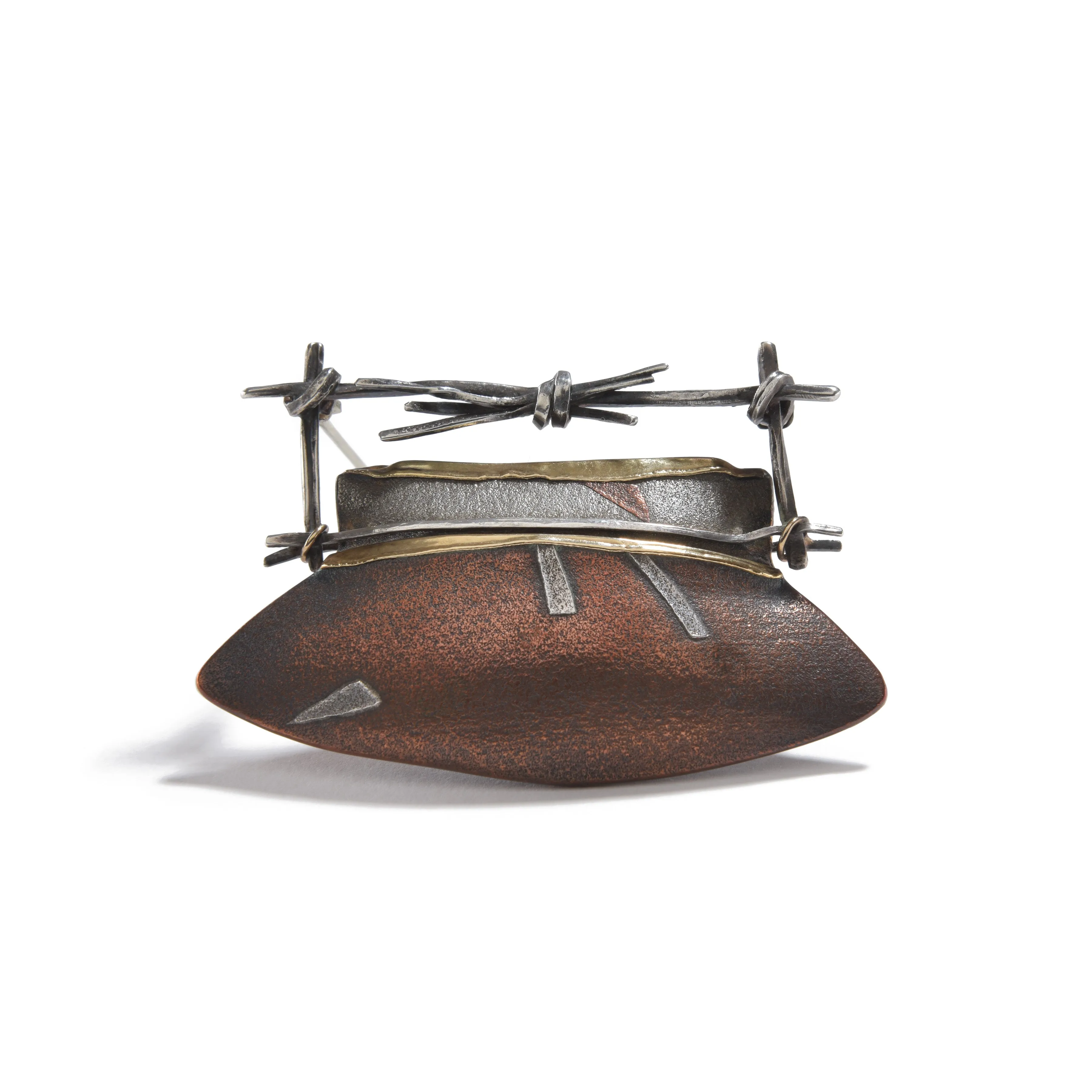 Copper Brooch with Fine Silver
