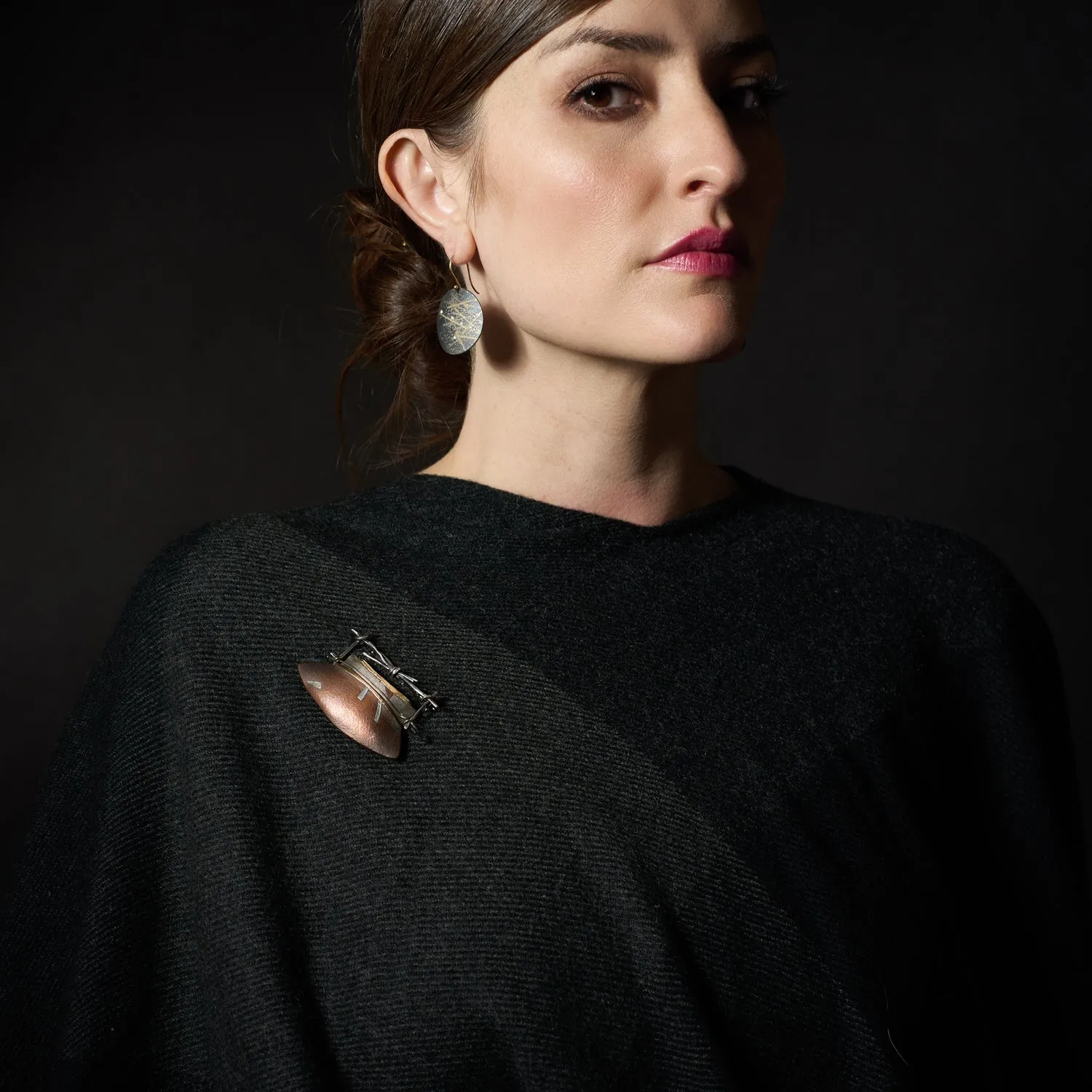 Copper Brooch with Fine Silver